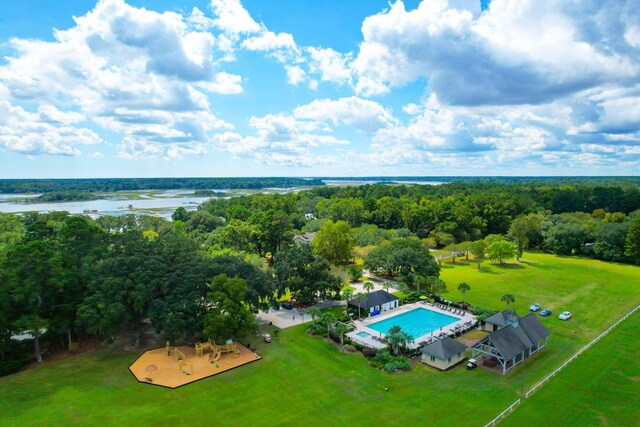 4702 Blockhouse Ln, Hollywood, SC 29449 - drone / aerial view of a pool area and a nearby body of water