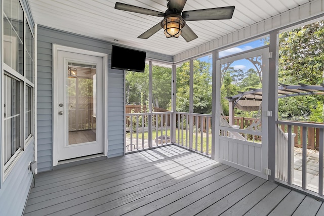 1245 Lakefront Dr, Charleston, SC 29412 - unfurnished sunroom with ceiling fan