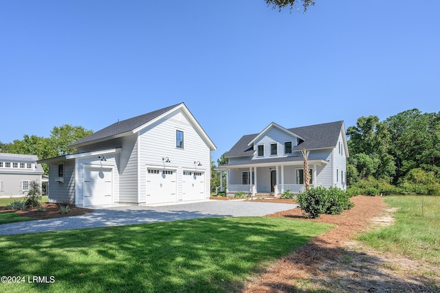 view of front of house featuring a front lawn and a porch