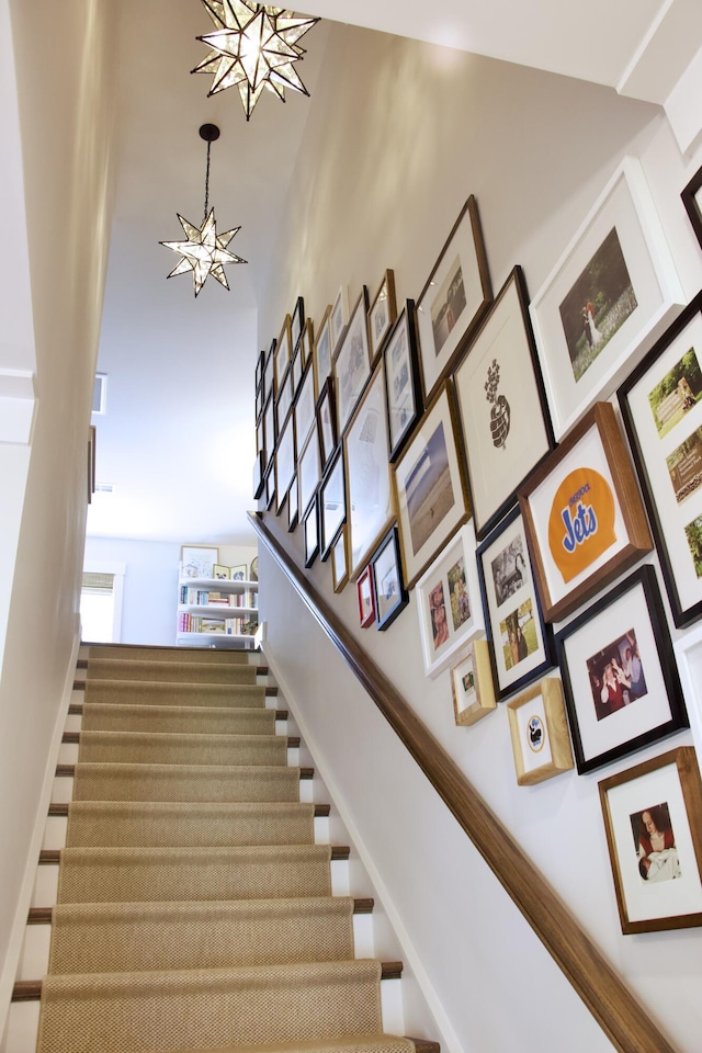 1723 Bolden Dr, Mount Pleasant, SC 29466 - stairs featuring a chandelier
