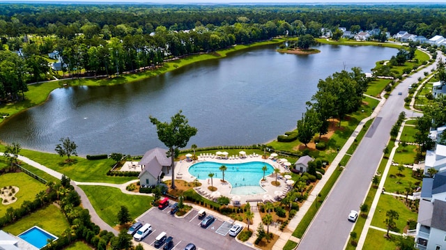 1723 Bolden Dr, Mount Pleasant, SC 29466 - aerial view of a nearby body of water, a pool, and a forest