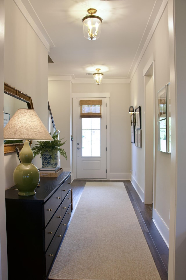 1723 Bolden Dr, Mount Pleasant, SC 29466 - entryway featuring ornamental molding, dark wood-style floors, and baseboards