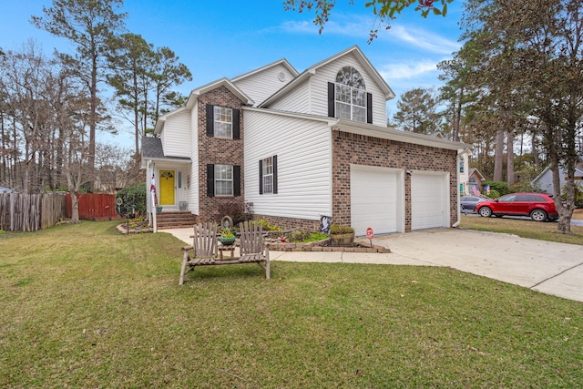 front of property featuring a garage and a front lawn