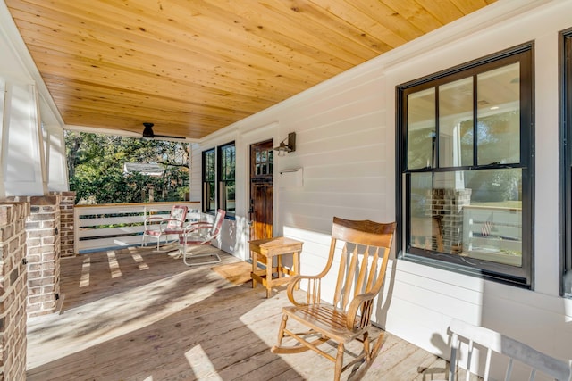 deck featuring french doors and covered porch