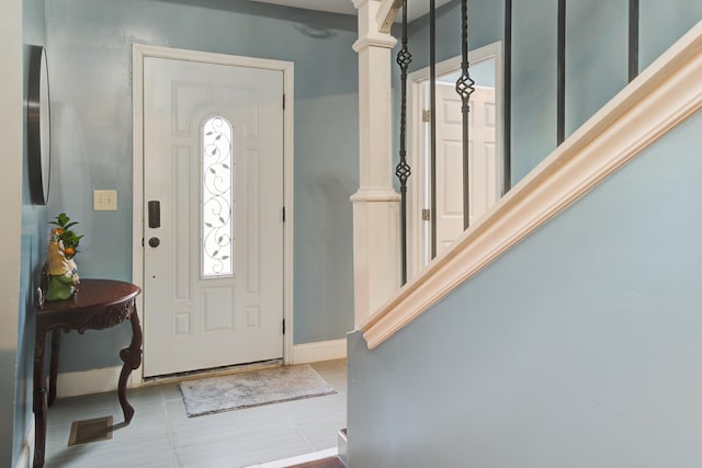 118 Carter, Walterboro, SC 29488 - entryway with ornate columns, baseboards, and tile patterned flooring