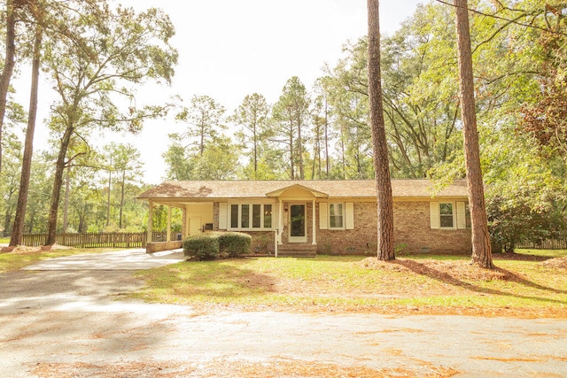 view of single story home