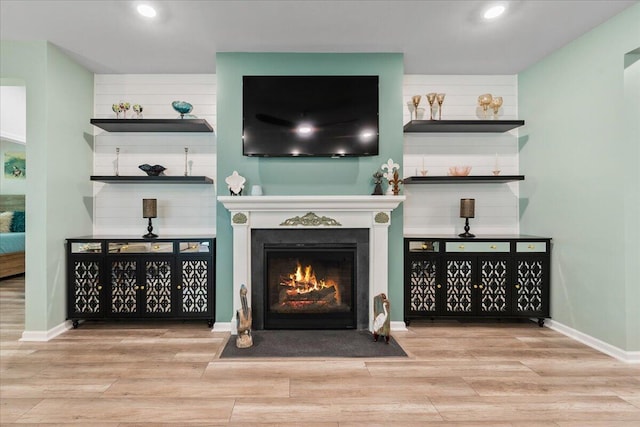 living room with light wood-type flooring