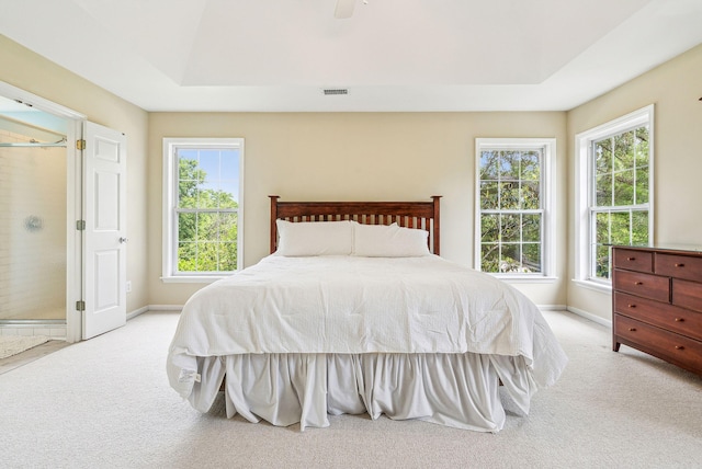 174 Revetment Ln, Mount Pleasant, SC 29464 - carpeted bedroom featuring multiple windows, a tray ceiling, baseboards, and ceiling fan
