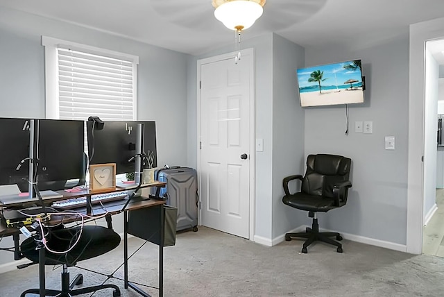 view of carpeted office space