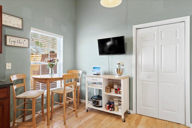 interior space with light hardwood / wood-style floors