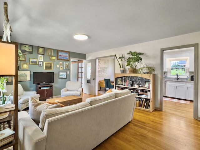 living area featuring light wood-type flooring