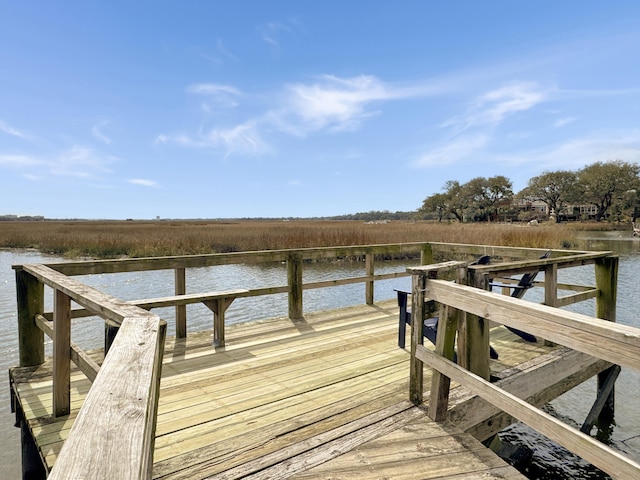 view of dock featuring a water view