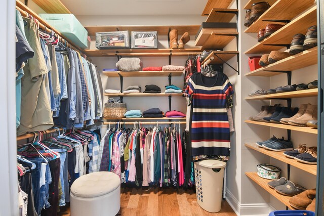 spacious closet featuring light hardwood / wood-style flooring