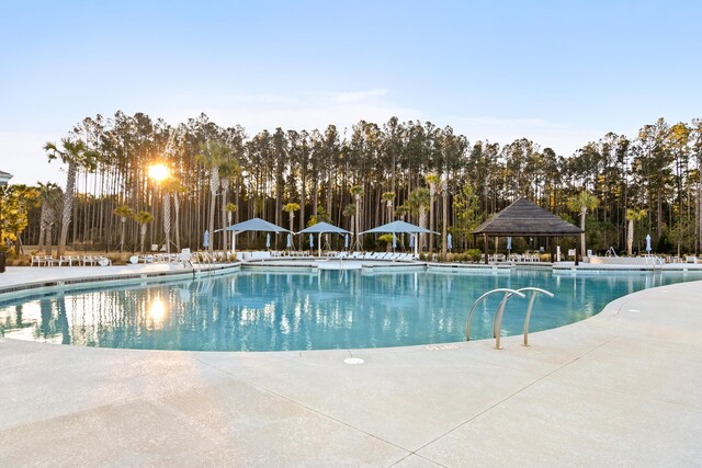 view of pool featuring a gazebo