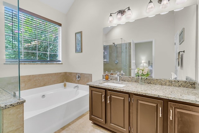 3257 Heathland Way, Mount Pleasant, SC 29466 - bathroom featuring a bath, vanity, and a stall shower