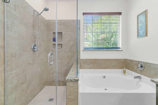 3257 Heathland Way, Mount Pleasant, SC 29466 - bathroom featuring a bath and a stall shower