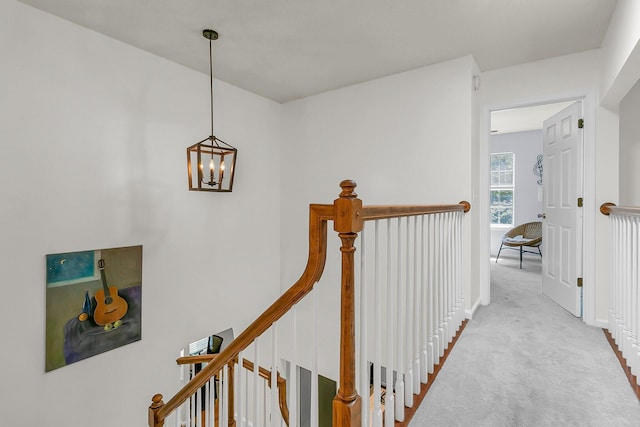 3257 Heathland Way, Mount Pleasant, SC 29466 - corridor featuring an upstairs landing, a chandelier, and carpet floors