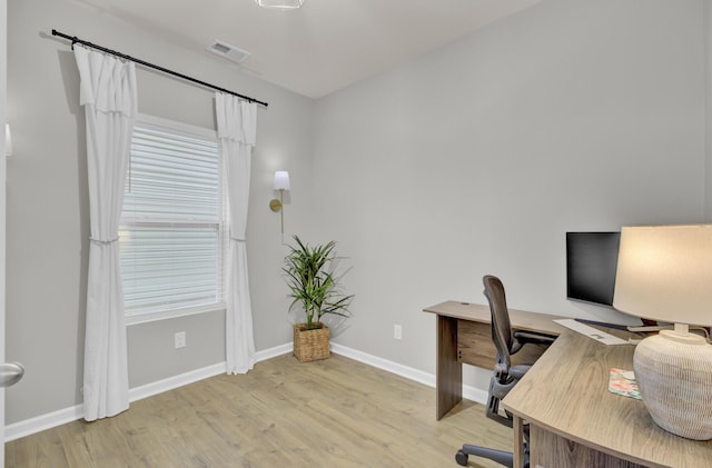 office area featuring light wood-type flooring