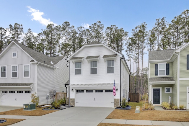 view of front property with a garage