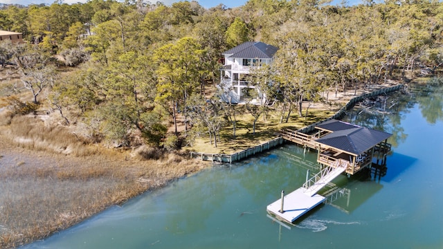 bird's eye view featuring a water view