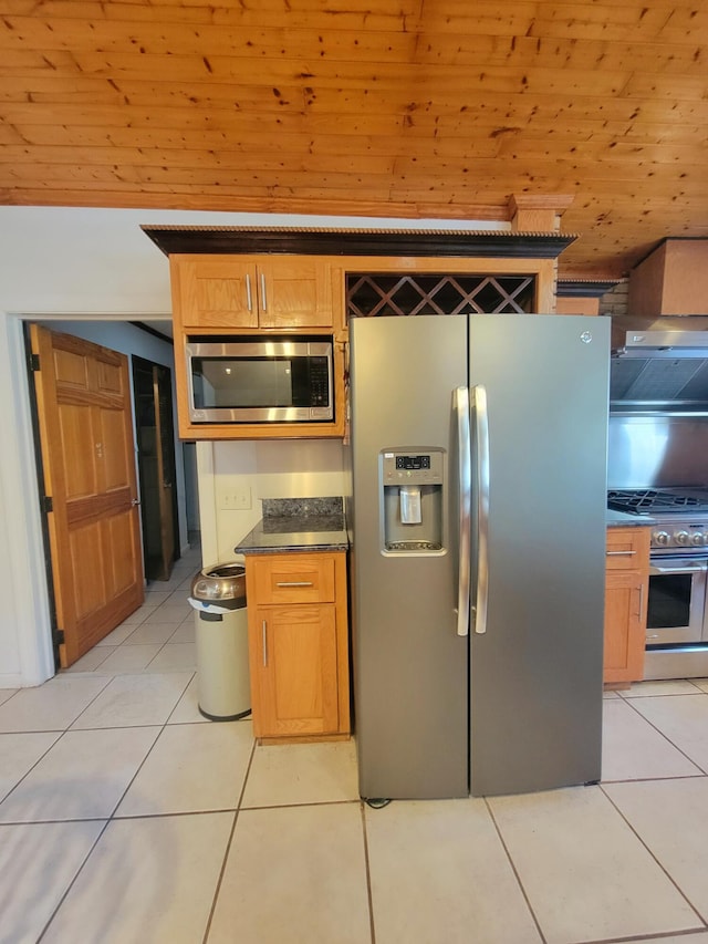 400 Murray Blvd, Summerville, SC 29483 - kitchen with light tile patterned floors, stainless steel appliances, and wood ceiling