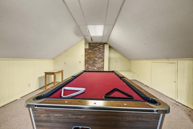 305 Whitewood Ct, Moncks Corner, SC 29461 - rec room featuring carpet, pool table, and lofted ceiling