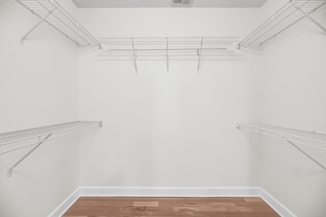 walk in closet with wood-type flooring