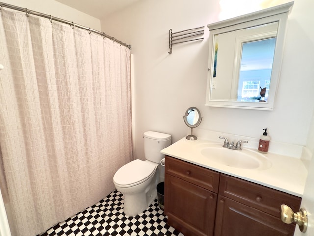 1736 James Basford Pl, Mount Pleasant, SC 29466 - bathroom with toilet, tile patterned floors, a shower with curtain, and vanity