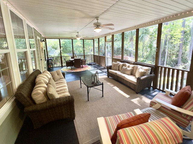1736 James Basford Pl, Mount Pleasant, SC 29466 - sunroom / solarium featuring a ceiling fan and an outdoor living space