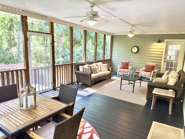1736 James Basford Pl, Mount Pleasant, SC 29466 - sunroom / solarium with a ceiling fan, outdoor dining space, and outdoor lounge area