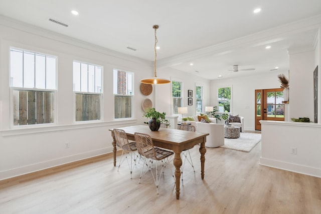 4620 Ohear Ave, North Charleston, SC 29405 - dining room featuring ornamental molding, light wood finished floors, baseboards, and recessed lighting