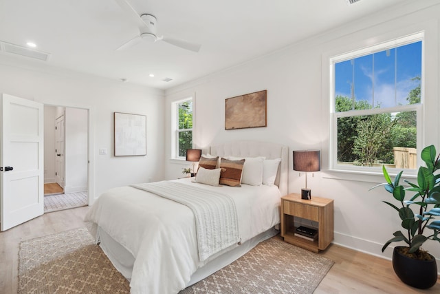 4620 Ohear Ave, North Charleston, SC 29405 - bedroom featuring wood finished floors, baseboards, crown molding, ceiling fan, and recessed lighting