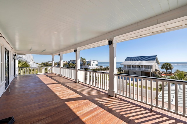 deck with a water view