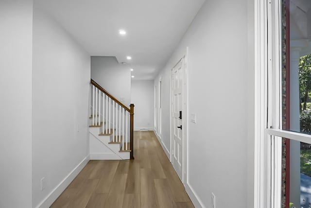 interior space with light hardwood / wood-style floors