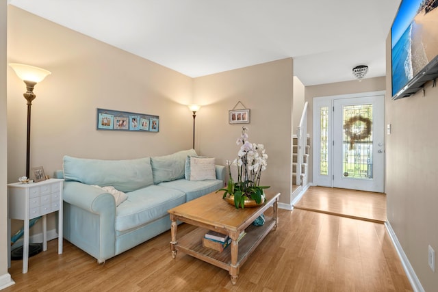 living room featuring light hardwood / wood-style flooring