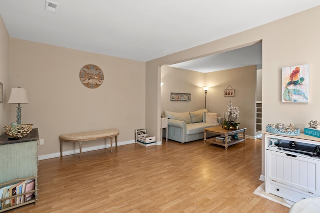 living room featuring light hardwood / wood-style flooring