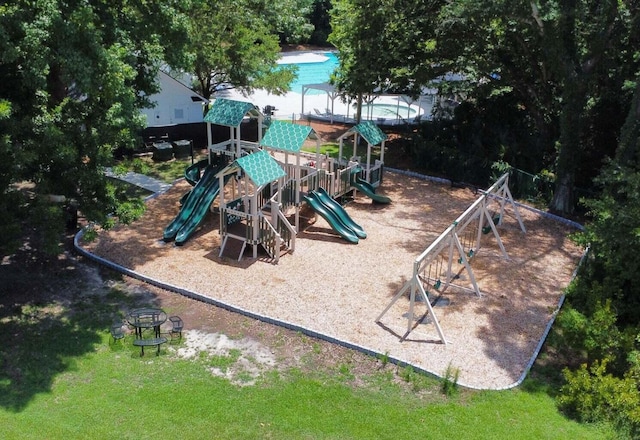 view of play area with a lawn