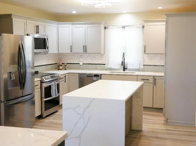 kitchen with sink, stainless steel appliances, and white cabinets