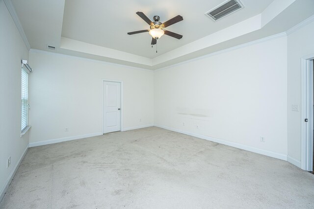 9710 Table Mountain Ln, Ladson, SC 29456 - unfurnished room with a tray ceiling, carpet floors, ceiling fan, and ornamental molding
