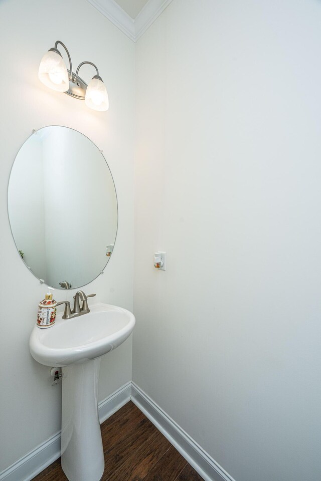9710 Table Mountain Ln, Ladson, SC 29456 - bathroom featuring crown molding and wood finished floors