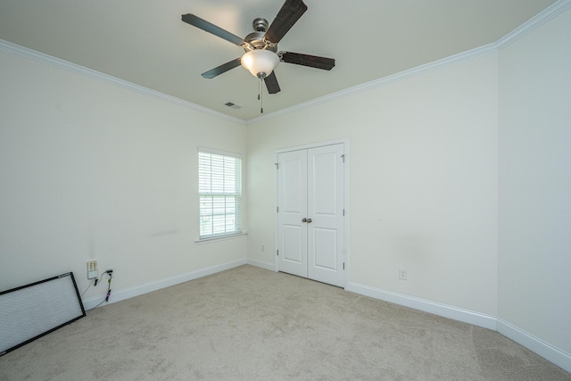 9710 Table Mountain Ln, Ladson, SC 29456 - carpeted spare room featuring crown molding and ceiling fan