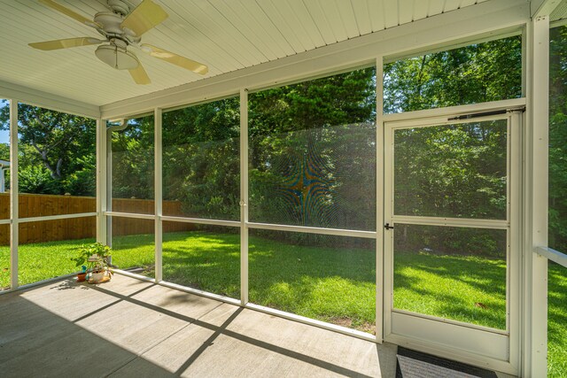 9710 Table Mountain Ln, Ladson, SC 29456 - unfurnished sunroom with a ceiling fan