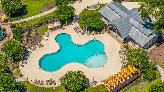 9710 Table Mountain Ln, Ladson, SC 29456 - aerial view of a pool area