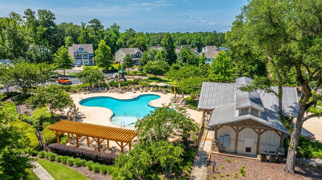 9710 Table Mountain Ln, Ladson, SC 29456 - aerial view of a pool area
