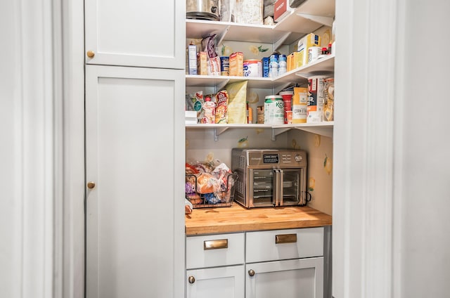 storage area with a toaster