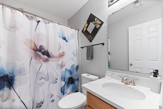 5332 Copley Cir, Summerville, SC 29485 - full bath with a textured ceiling, toilet, vanity, and a shower with shower curtain