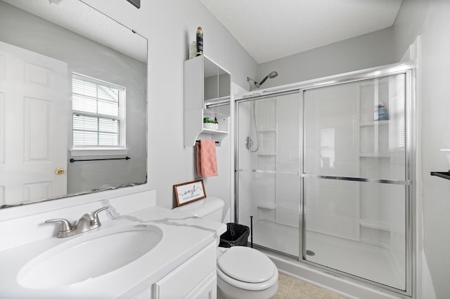 5332 Copley Cir, Summerville, SC 29485 - bathroom featuring a stall shower, toilet, vanity, and tile patterned floors