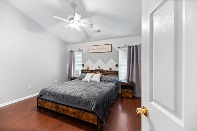 5332 Copley Cir, Summerville, SC 29485 - bedroom with vaulted ceiling, wood finished floors, ceiling fan, a textured ceiling, and baseboards