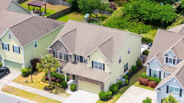 aerial view with a residential view