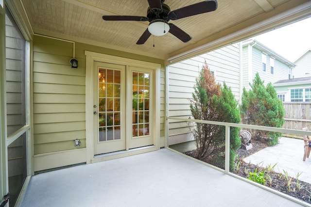 view of patio / terrace featuring ceiling fan
